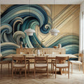 Ocean Waves in Art Deco Mural Wallpaper - room preview 04