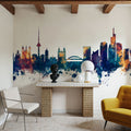 Vilnius Lithuania Skyline Blue & Bronze Mural Wallpaper - room preview 04