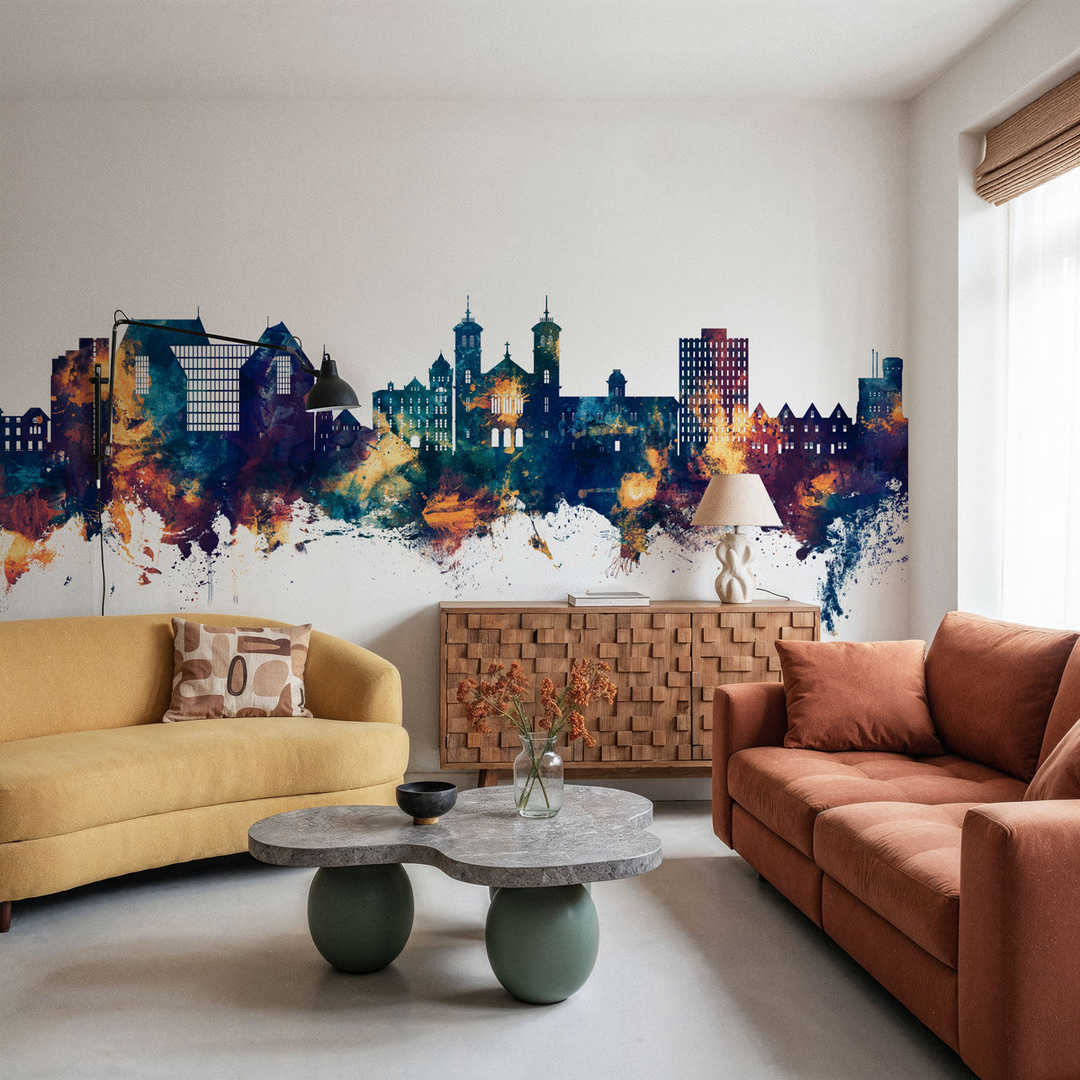 St John's Canada Skyline Blue & Bronze Mural Wallpaper - room preview 04