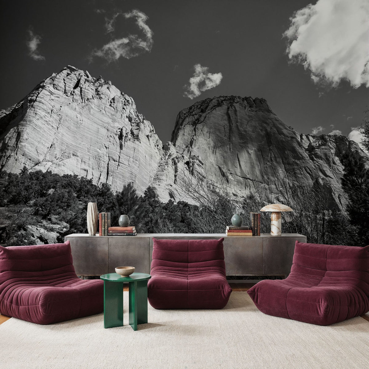 Kolob Canyons Black & White Mural Wallpaper - room preview 04