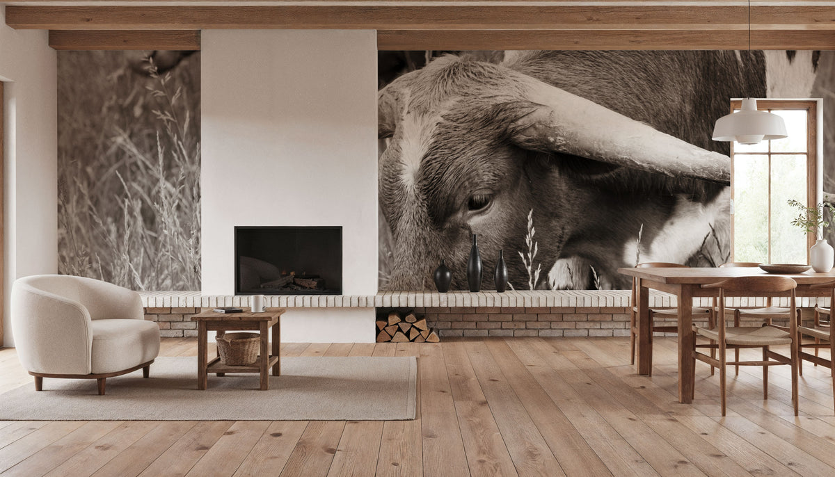 Rainy Pasture III BW Mural Wallpaper - room preview 04