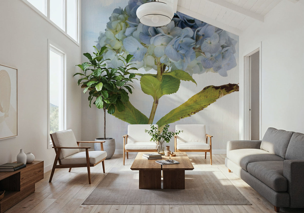 Blue Hydrangea Mural Wallpaper - room preview 04