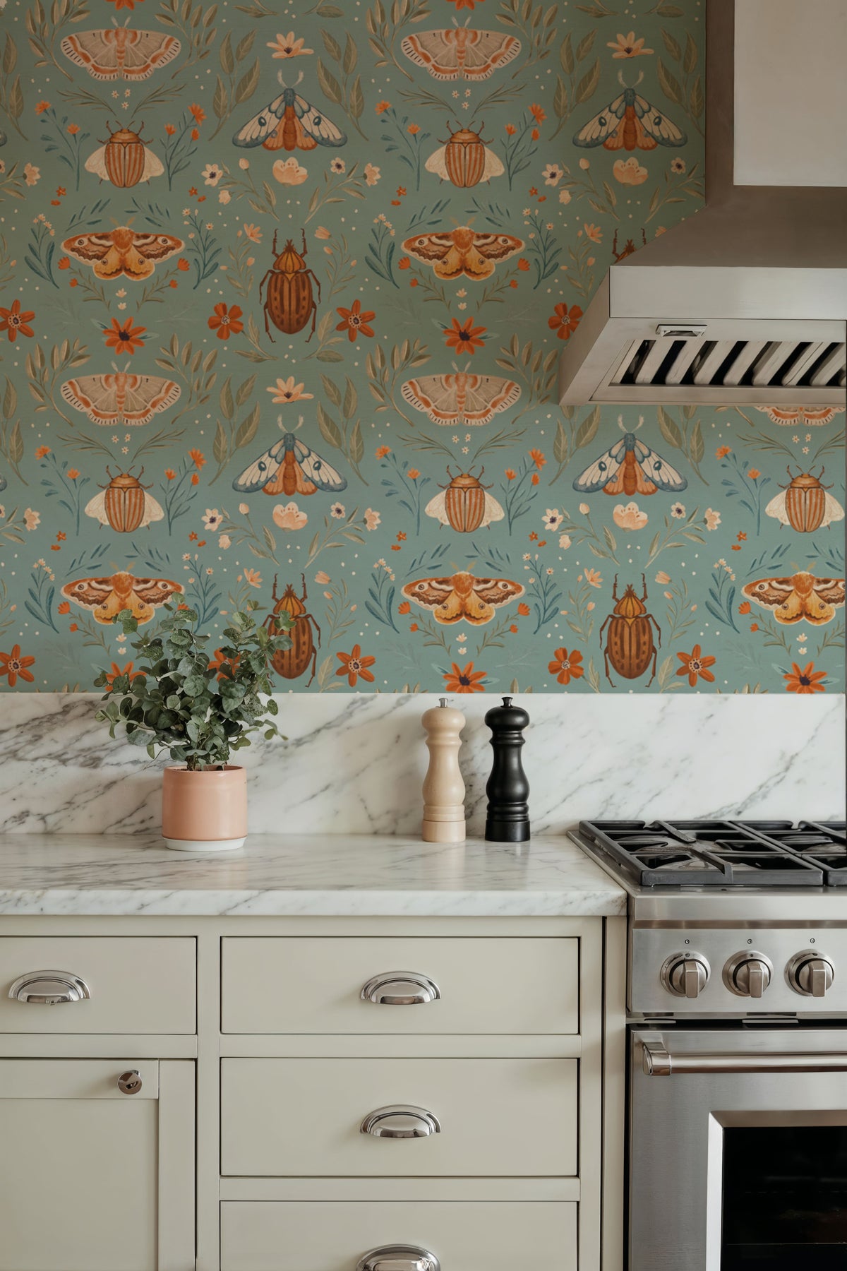 Papilion Chase Blue Mural Wallpaper - room preview 04