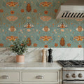 Papilion Chase Blue Mural Wallpaper - room preview 04