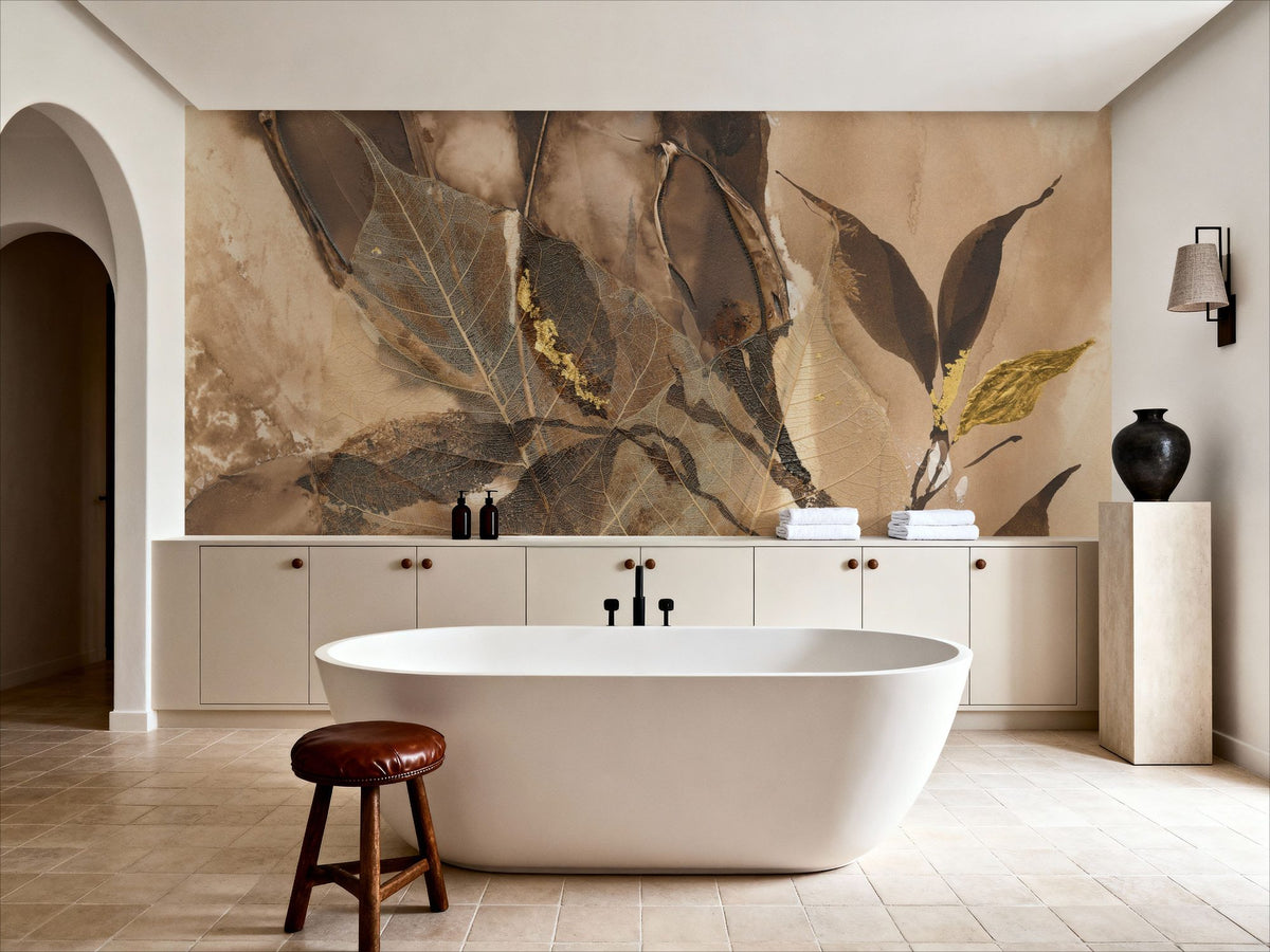 Gilded Leaf Collage II Mural Wallpaper - room preview 04