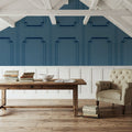 Faux Wall Panel Moulding, Sky Blue Mural Wallpaper - room preview 04