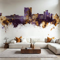 Telford England Skyline Purple & Gold Mural Wallpaper - room preview 04