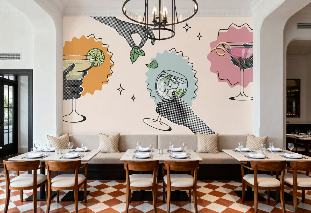 Retro Glamour Drinks Mural Wallpaper - room preview 04