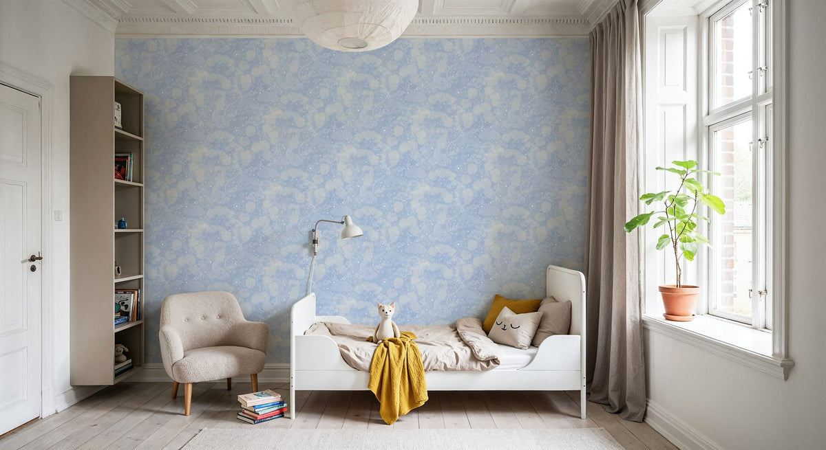 Moonlit Sky Petite, Baby Blue Mural Wallpaper - room preview 04