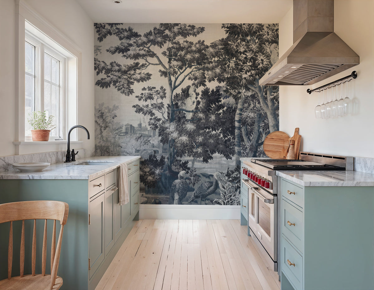Enchanted Grove Tapestry, Blues Mural Wallpaper - room preview 04