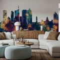 Durban South Africa Skyline Blue & Bronze Mural Wallpaper - room preview 04