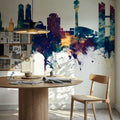 Munich Skyline Blue & Bronze Mural Wallpaper - room preview 04