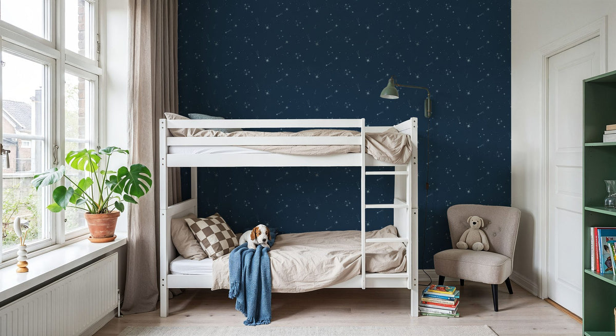 Stardust, Sky Blue on Space Mural Wallpaper - room preview 04
