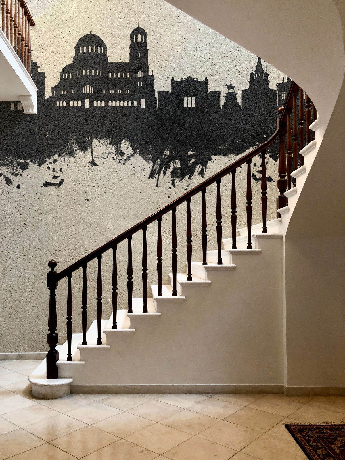 Sofia Bulgaria Skyline Concrete Mural Wallpaper - room preview 04