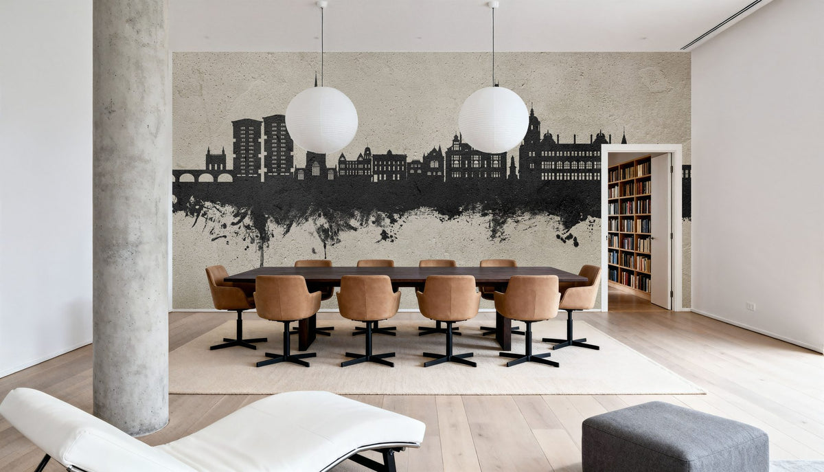 Wakefield England Skyline Concrete Mural Wallpaper - room preview 04