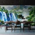 Tropical Waterfall - Watercolor Landscapes Series Mural Wallpaper - room preview 04