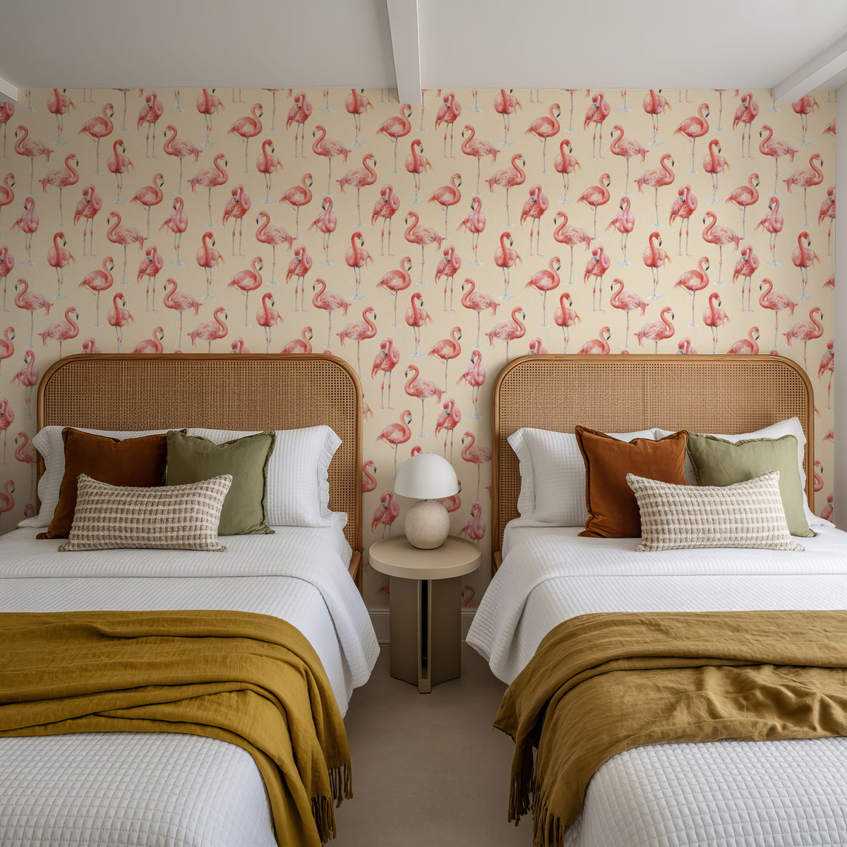 Flamingo Goals Yellow Mural Wallpaper - room preview 04