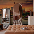 Frankfurt Skyline At Sunset Mural Wallpaper - room preview 04