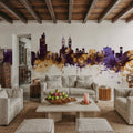 Wintherthur Switzerland Skyline Purple & Gold Mural Wallpaper - room preview 04