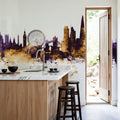 London Skyline Purple & Gold Mural Wallpaper - room preview 04