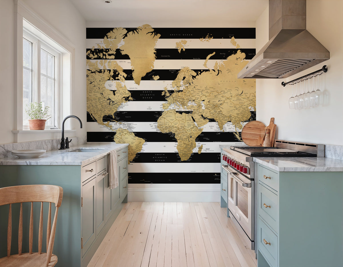 World Map Cities - Harper Mural Wallpaper - room preview 04