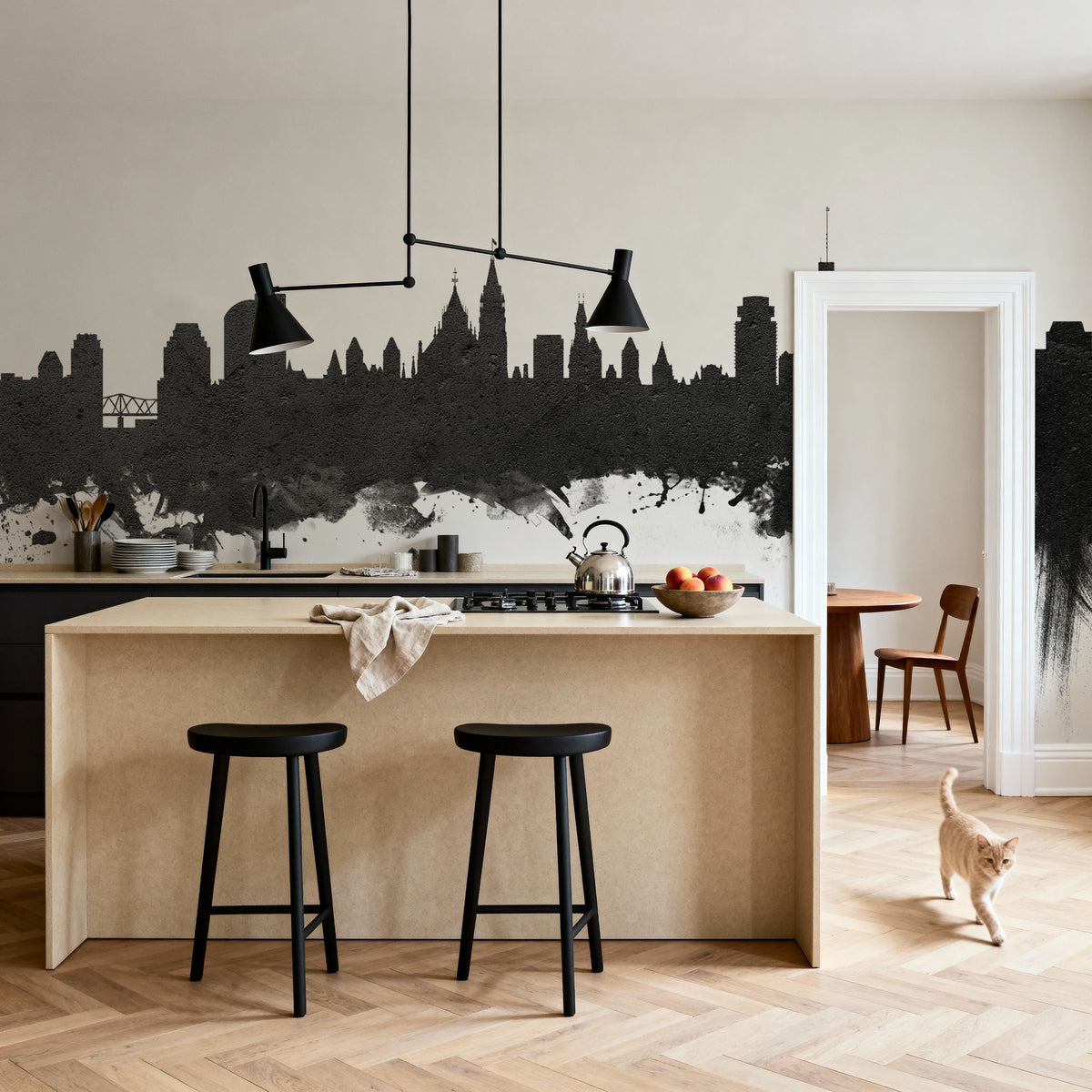 Ottowa Canada Skyline Black & White Mural Wallpaper - room preview 04