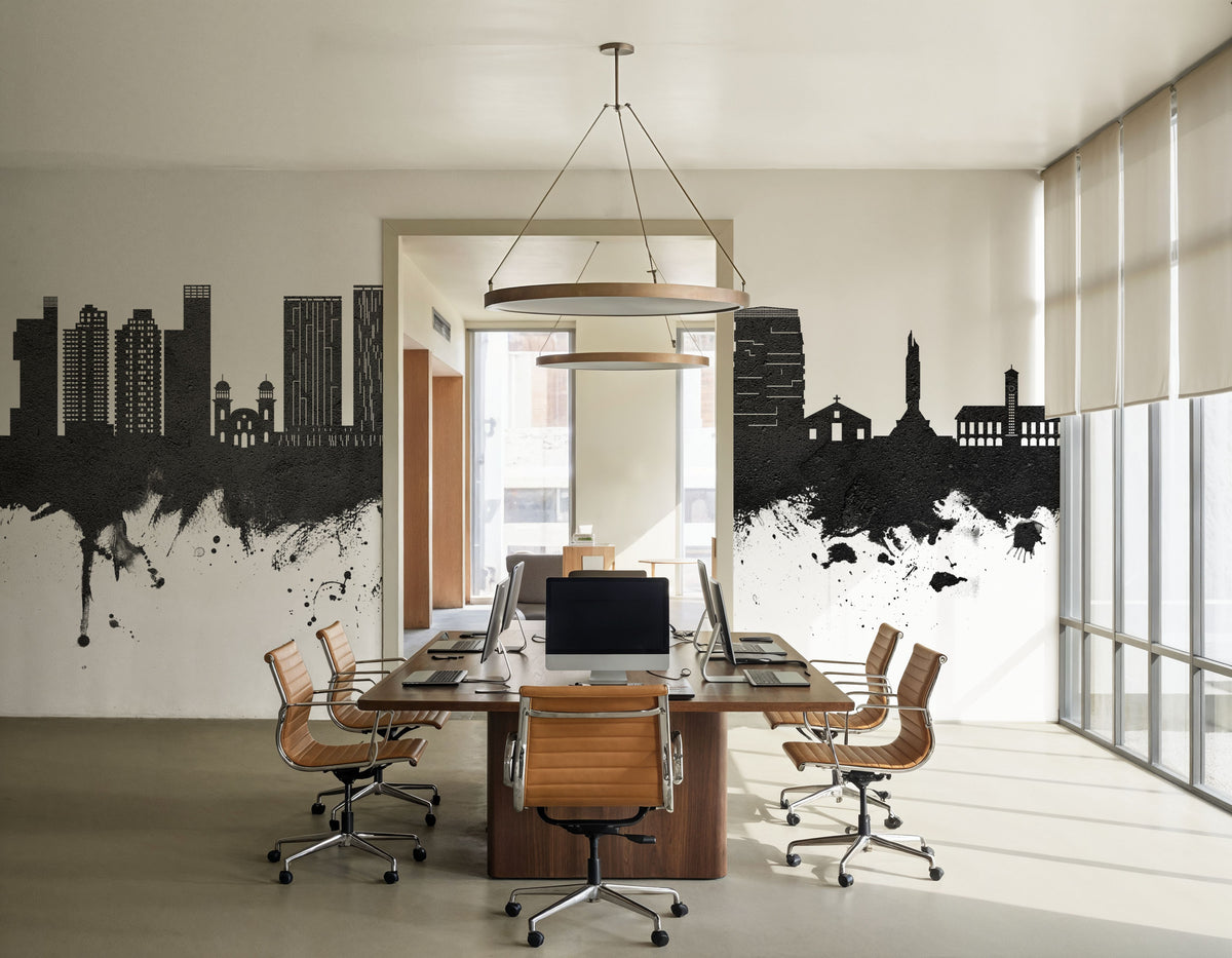 Luanda Skyline Black & White Mural Wallpaper - room preview 04