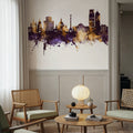 Kyiv Ukraine Skyline Purple & Gold Mural Wallpaper - room preview 04