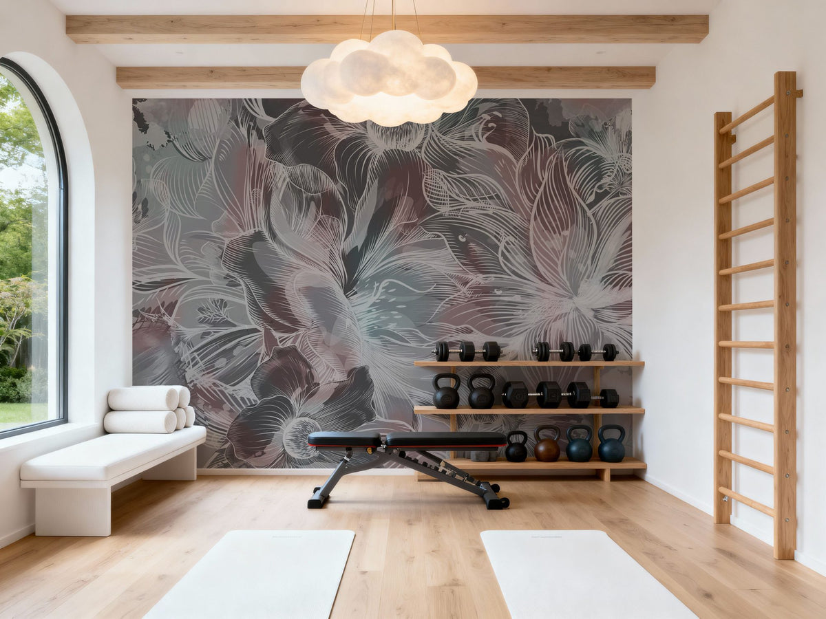 Seeing Through Leaves Red Mural Wallpaper - room preview 04