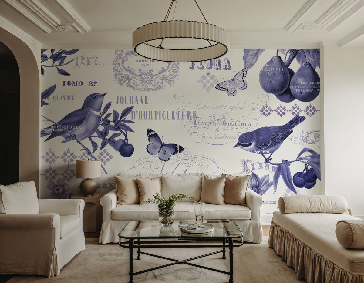 Botanical Blue I Mural Wallpaper - room preview 04