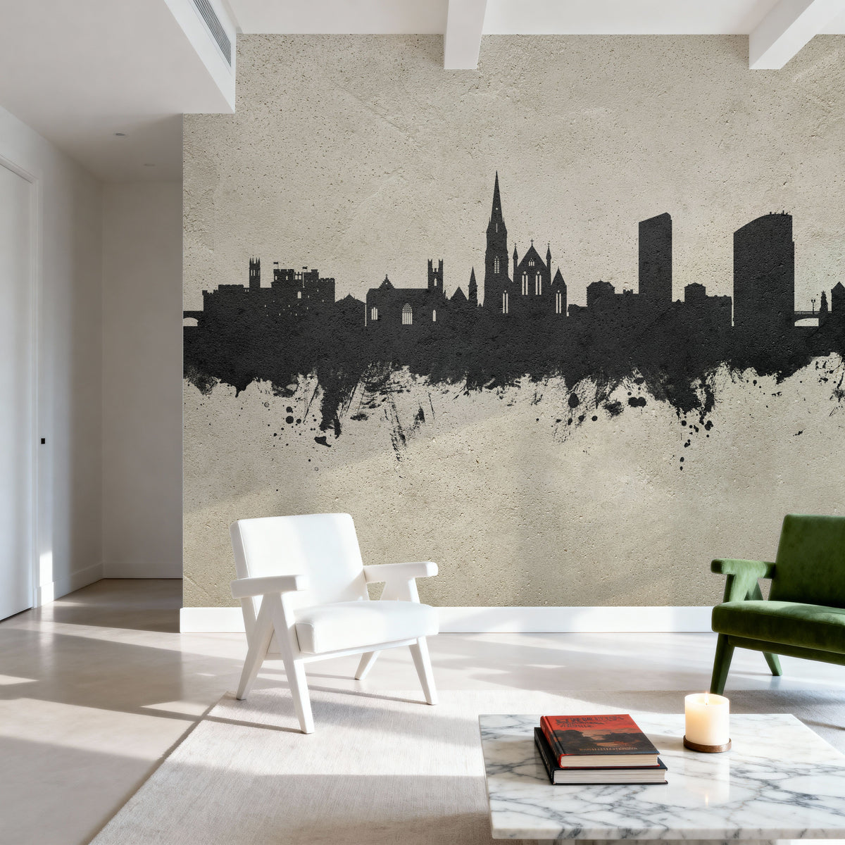 Limerick Ireland Skyline Concrete Mural Wallpaper - room preview 04
