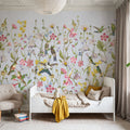 Bird Garden Light Blue Mural Wallpaper - room preview 04