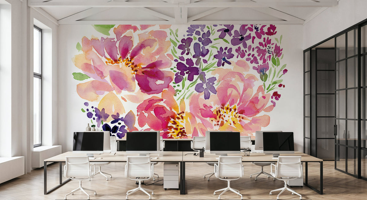 Floral Heart Petals Mural Wallpaper - room preview 04