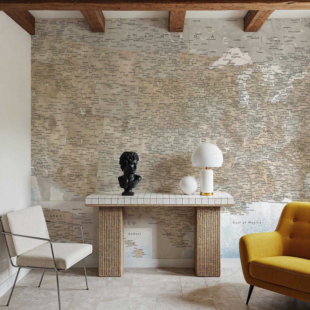 US Map Detailed - Ghada Mural Wallpaper - room preview 04