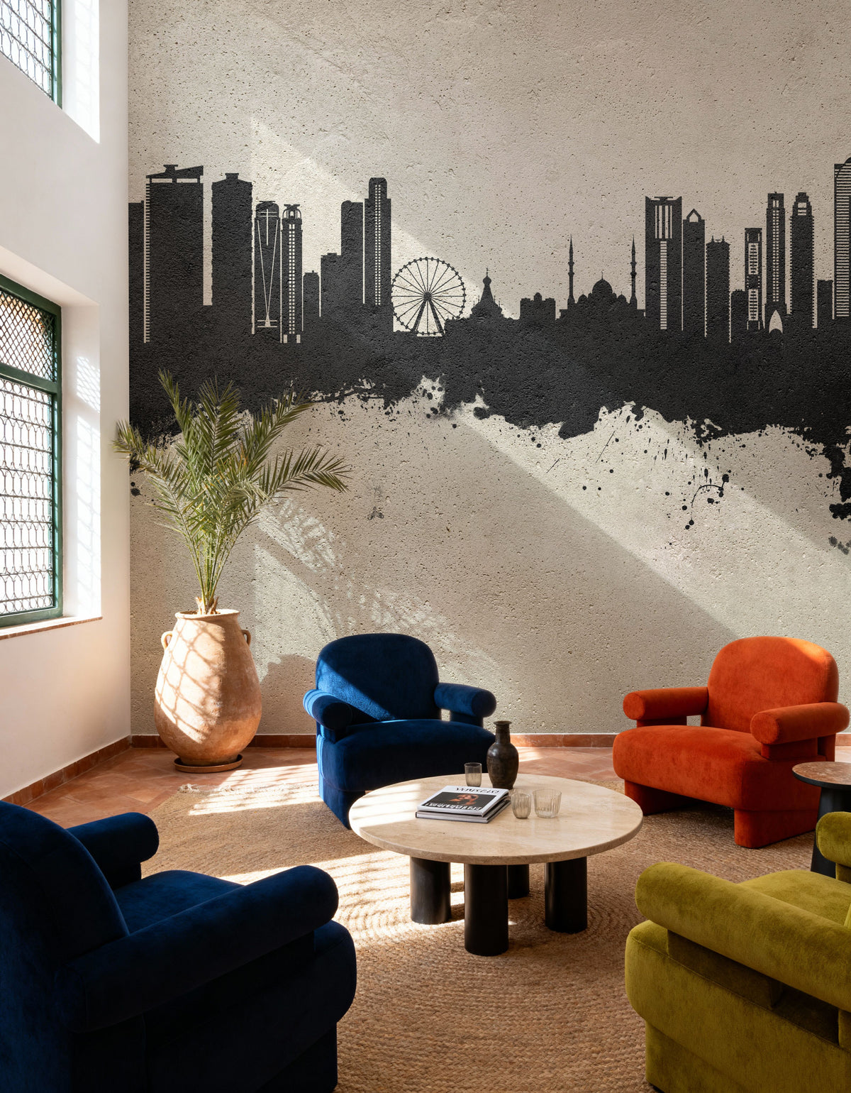 Sharjah Skyline Concrete Mural Wallpaper - room preview 04