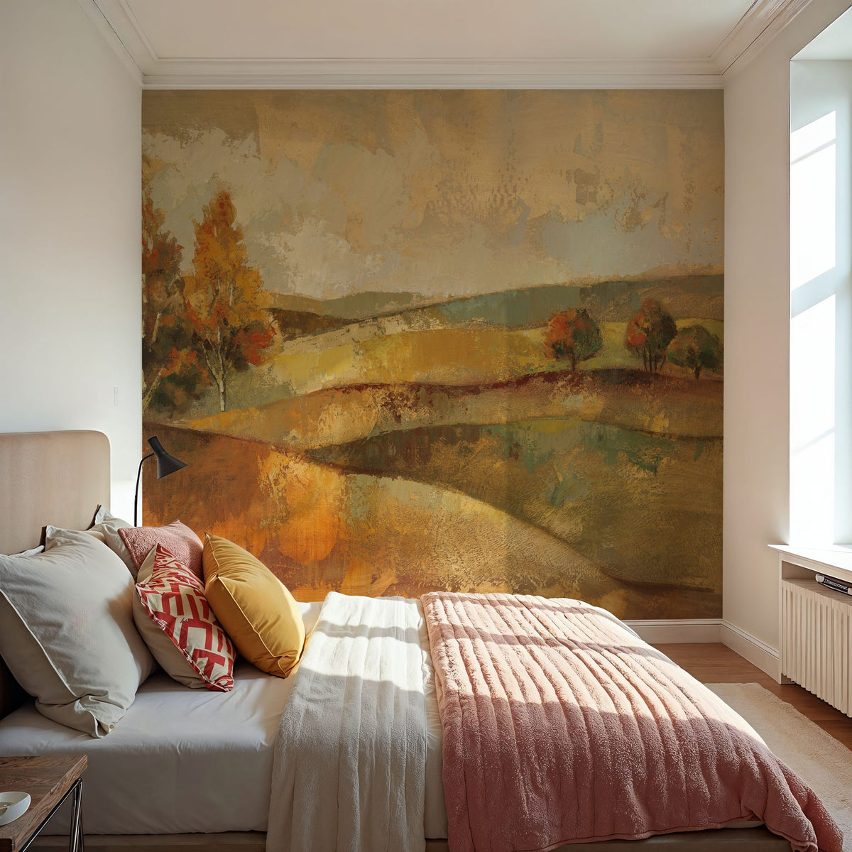 Autumn Hills Mural Wallpaper - Red Tone - room preview 04