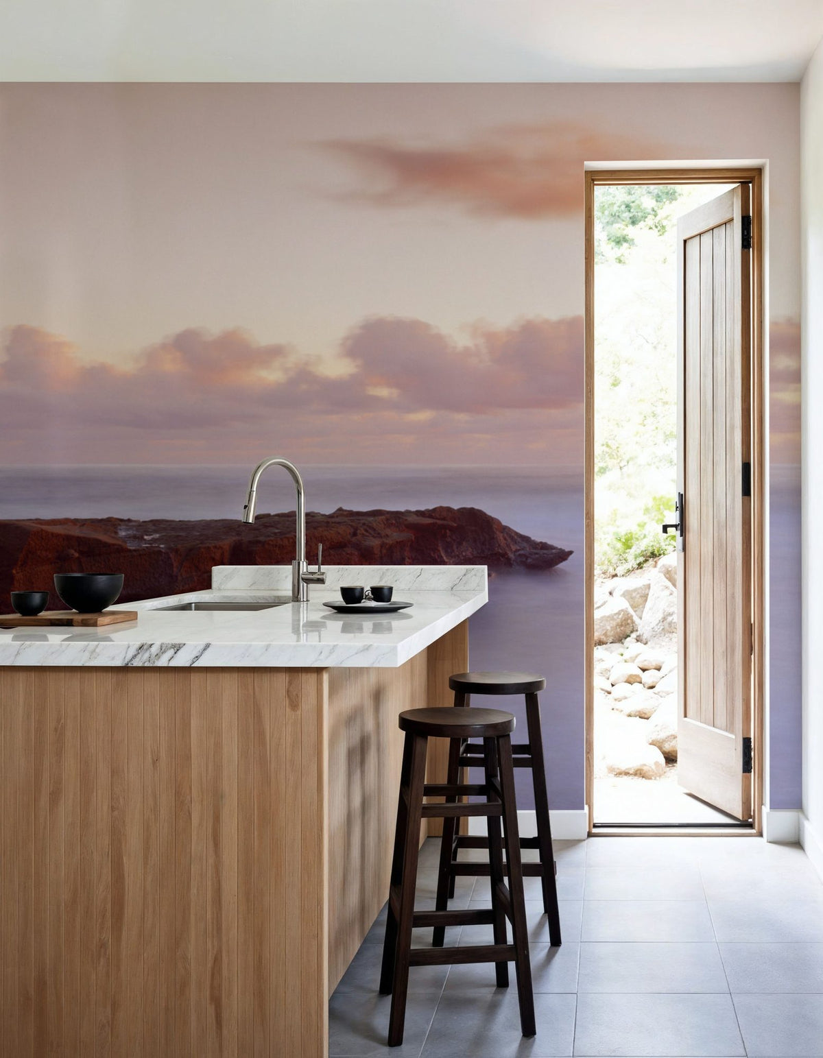 Misty Harbor Sunset Mural Wallpaper - room preview 04