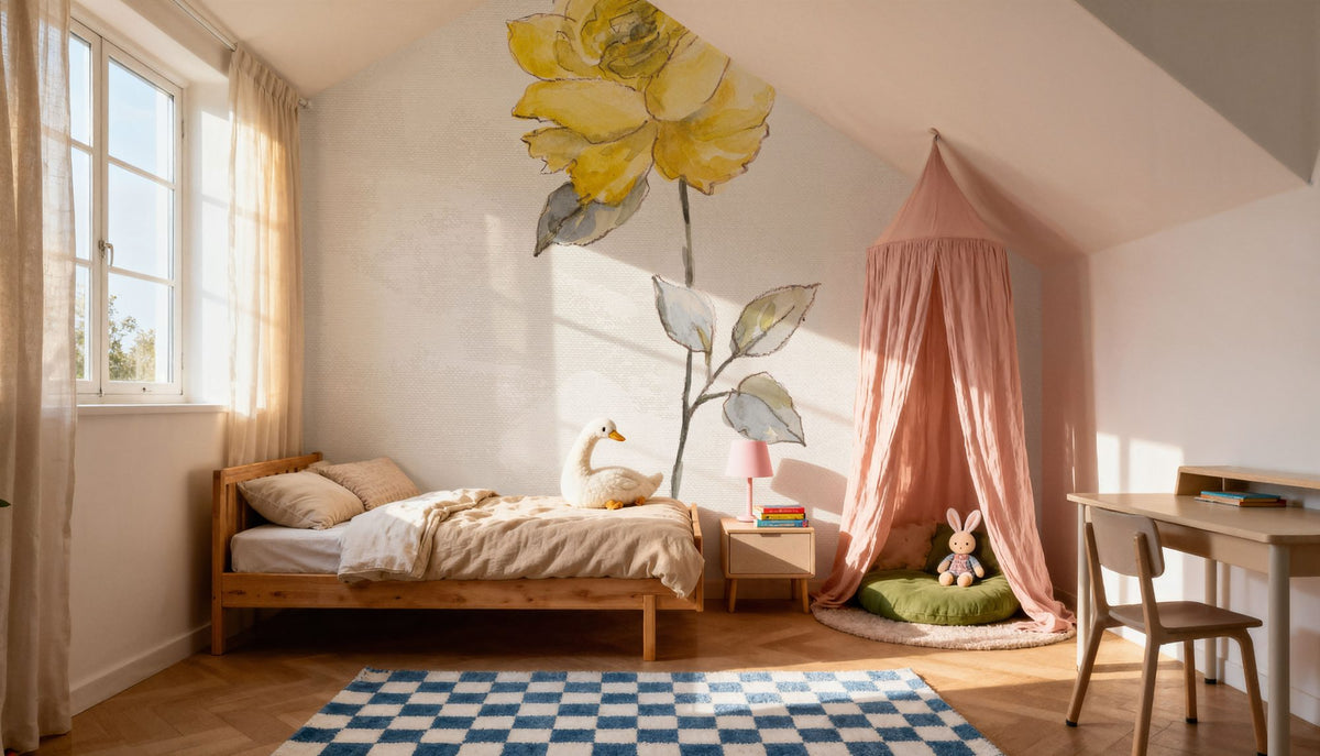 Sunny Roses Flower II Mural Wallpaper - room preview 04