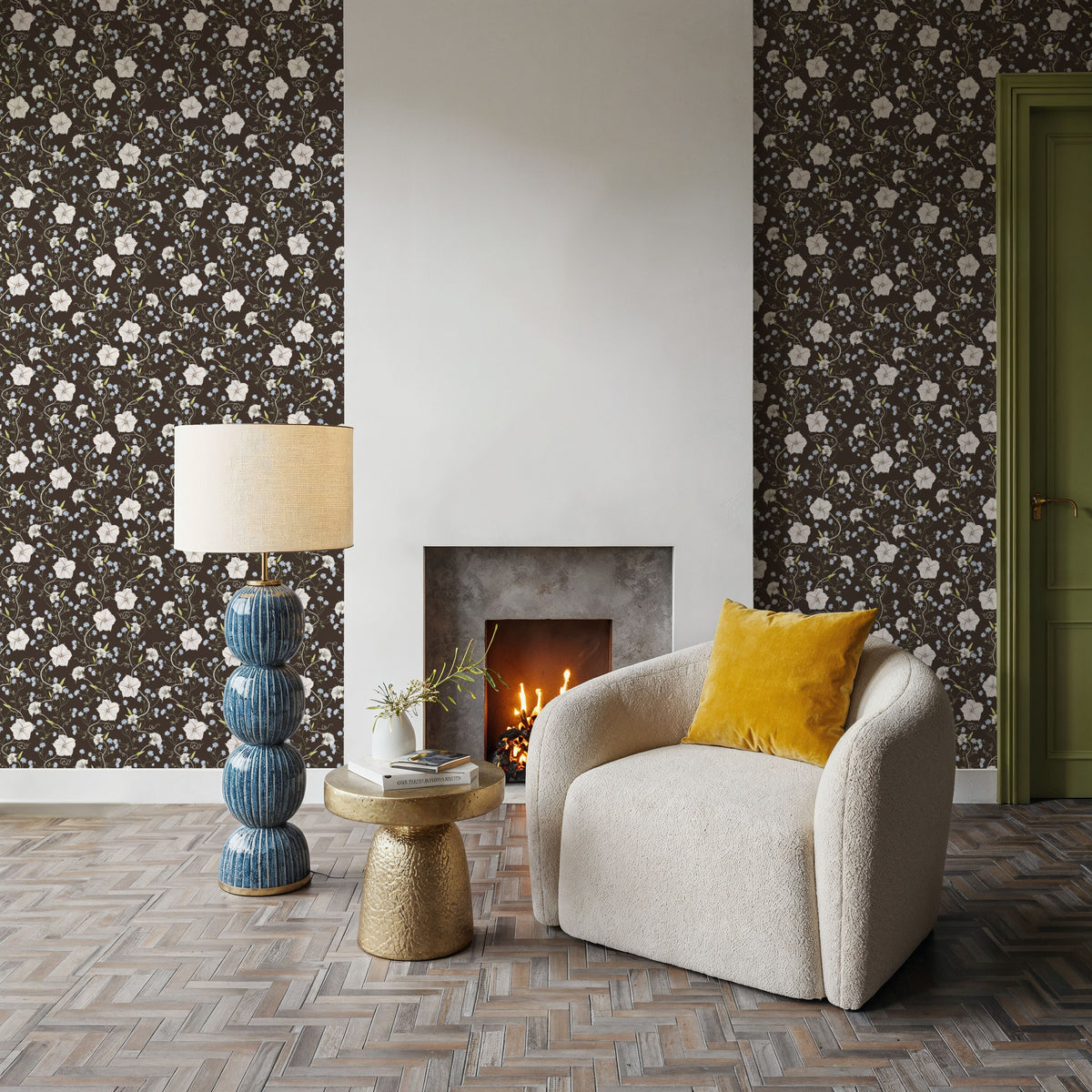 Trailing Morning Glory, Walnut Mural Wallpaper - room preview 04