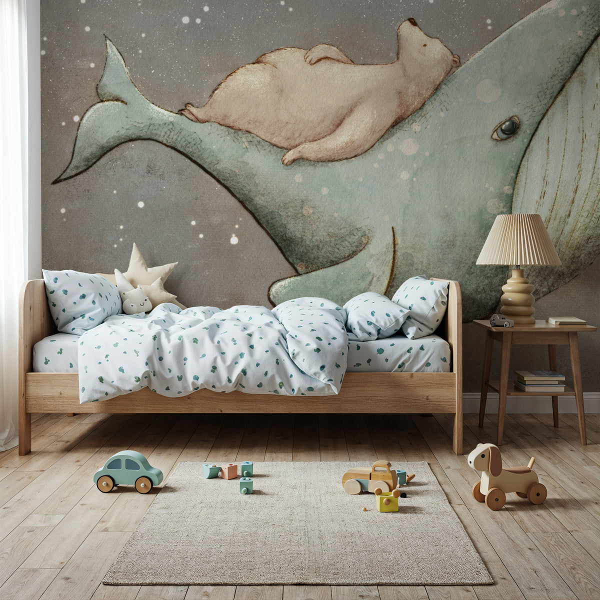 Dreaming Whale & Bear Mural Wallpaper - room preview 04