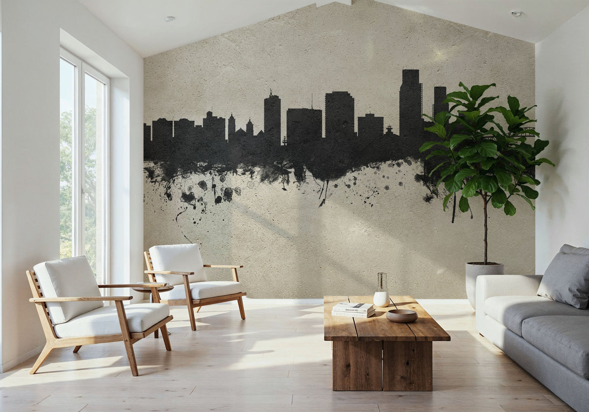 Corpus Christi Texas Skyline Concrete Mural Wallpaper - room preview 04