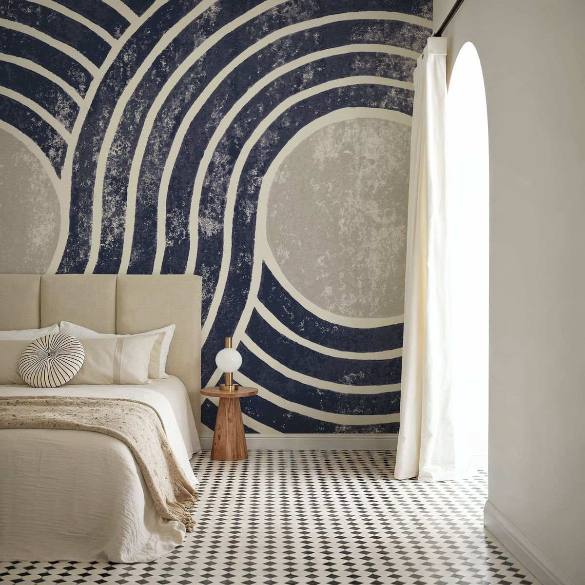 Over the Rainbow II Navy Gray Mural Wallpaper - room preview 04