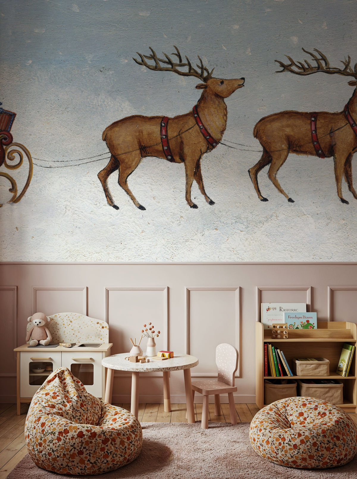 Deck the Halls Reindeer Mural Wallpaper - room preview 04