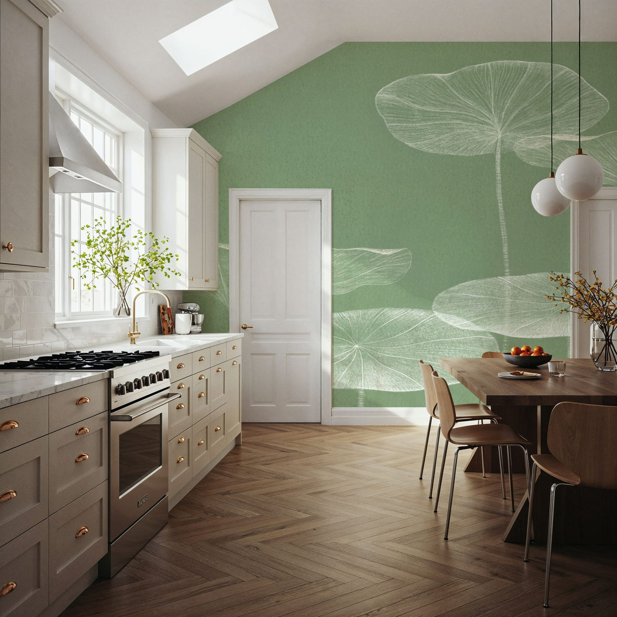 Pond Leaves Mural Wallpaper - room preview 04