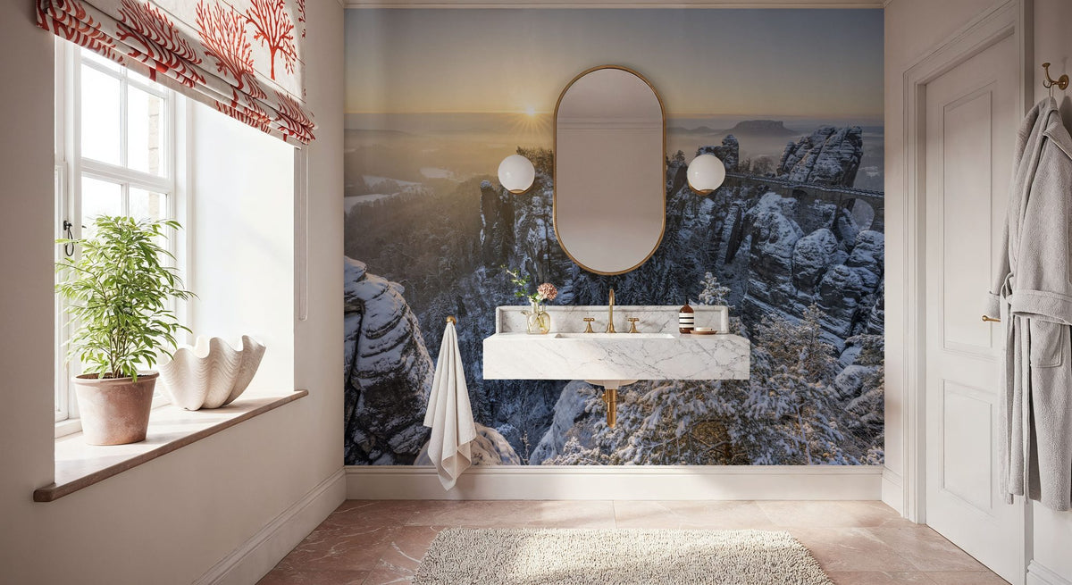 Bastei Bridge Sunset Mural Wallpaper - room preview 04
