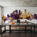 Minneapolis Minnesota Skyline Purple & Gold Mural Wallpaper - room preview 04
