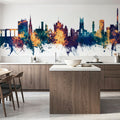 Huddersfield England Skyline Blue & Bronze Mural Wallpaper - room preview 04
