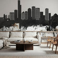 Edmonton Canada Skyline Black & White Mural Wallpaper - room preview 04