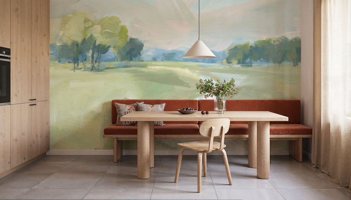 Country Road Olive Green Mural Wallpaper - room preview 04