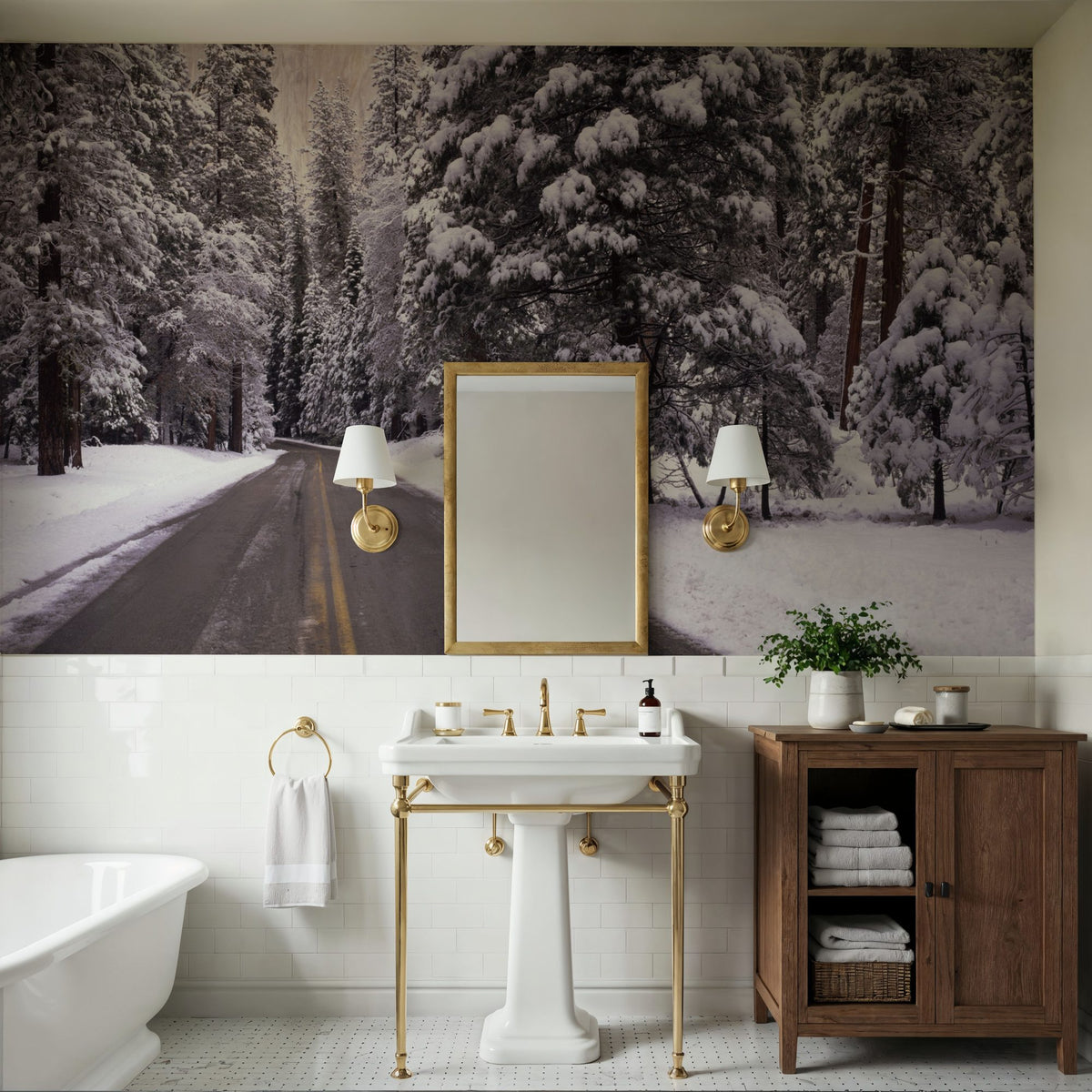 Winter's Path Mural Wallpaper - room preview 04